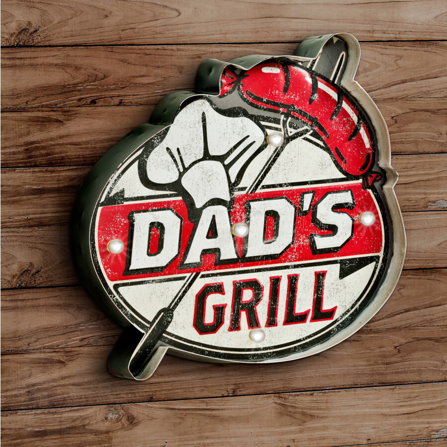 Blechschild Dad`s Grill Embossed LED Beleuchtung