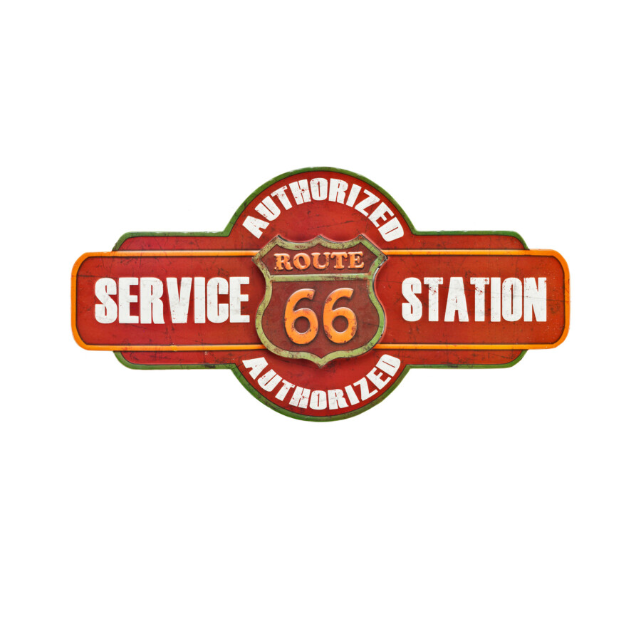Blechschild Route 66 Service Station Geprägt