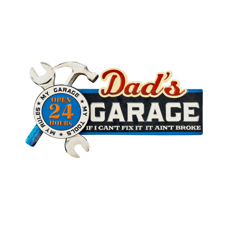 Blechschild Dad`s Garage and Tools Geprägt