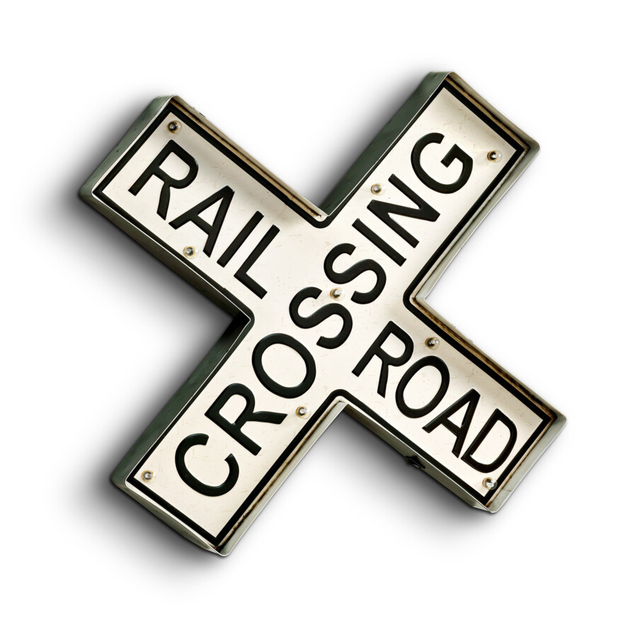 Blechschild Railroad Crossing LED Beleuchtet