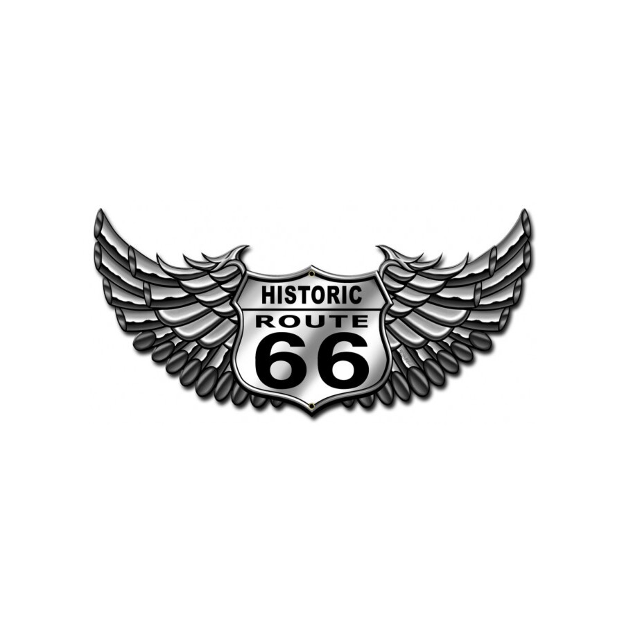 Blechschild Route 66 Winged