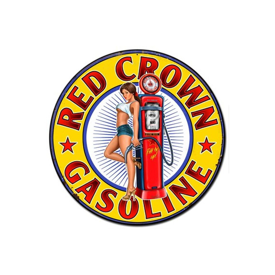 Blechschild Red Crown Gasoline