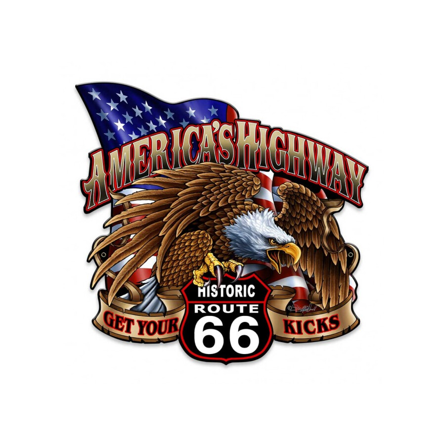 Blechschild Route 66 - America`s Highway