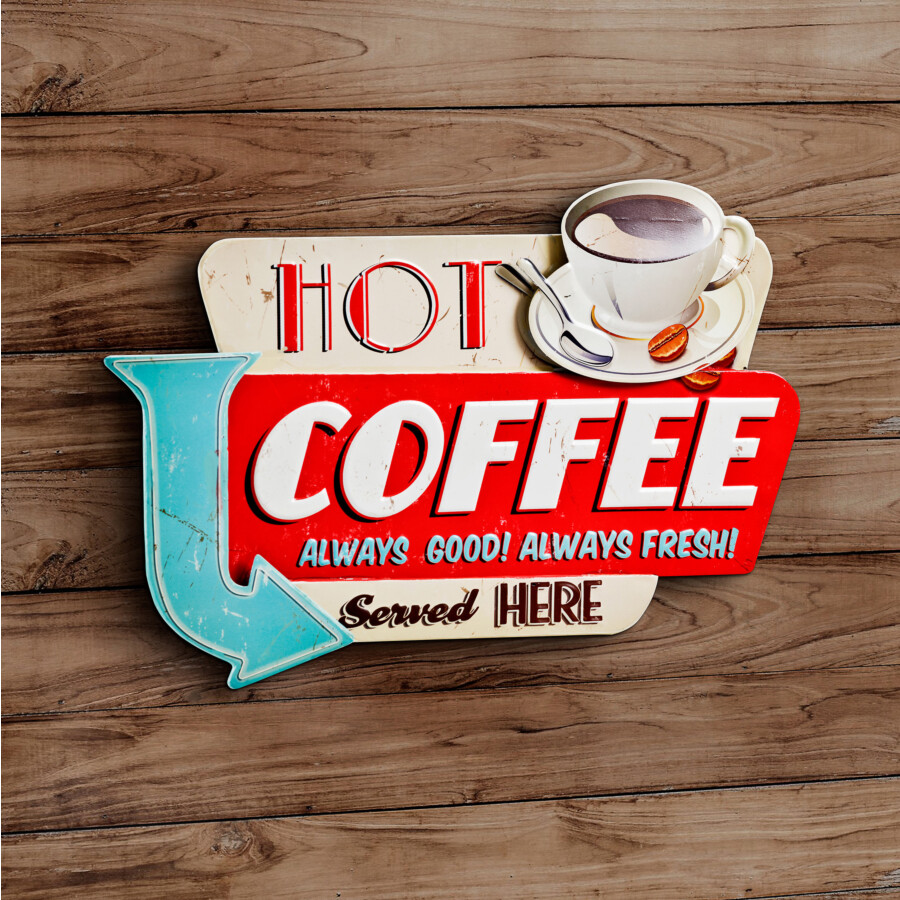 Blechschild Hot Coffee