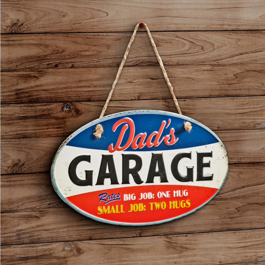 Blechschild Dad`s Garage Rates
