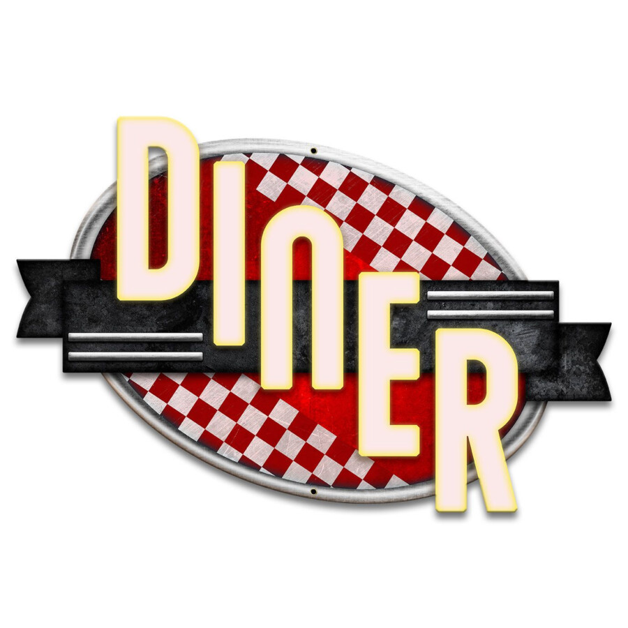 Blechschild Diner Red Checkers S