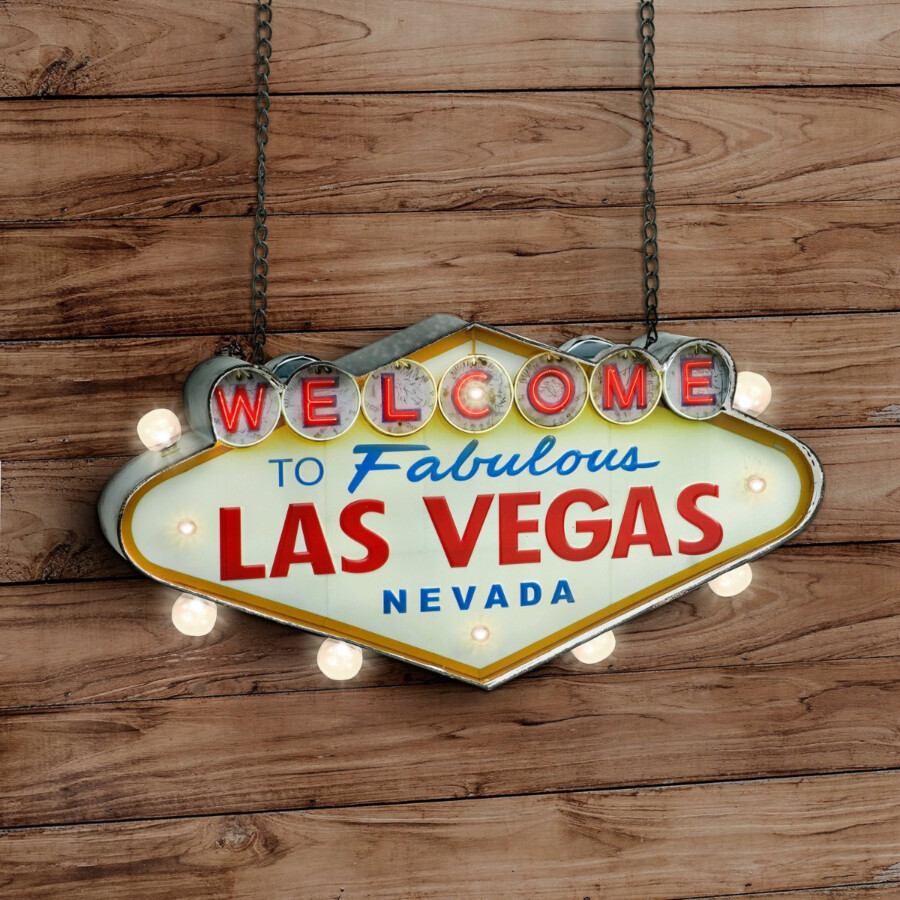 Blechschild Welcome Las Vegas Beidseitige LED Beleuchtung mit Fernbedienung