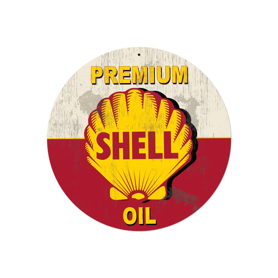 Blechschild Red Shell Oil Rund