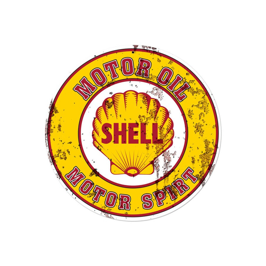 Blechschild Shell Oil Rund Grunge
