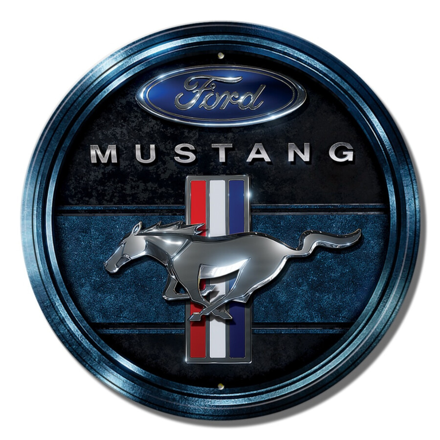 Blechschild Ford Mustang Round