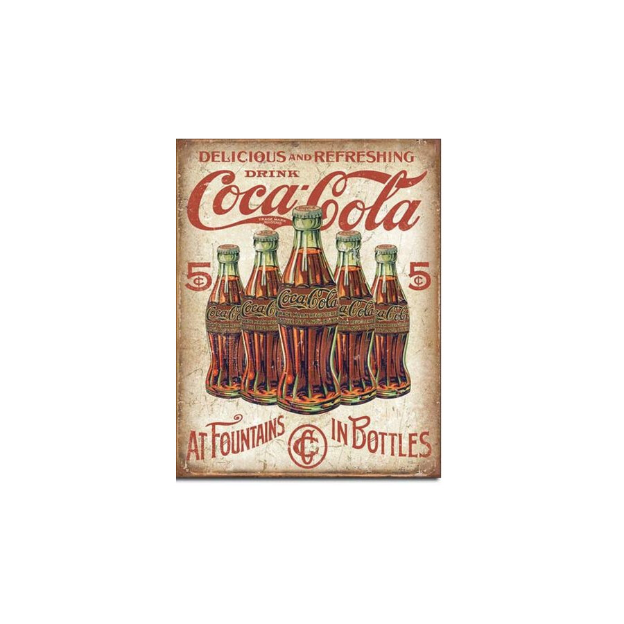 Blechschild Coca Cola Coke- 5 Bottles Retro