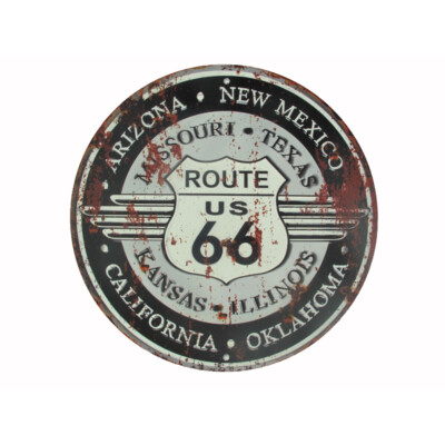 Blechschild Route 66 Rund