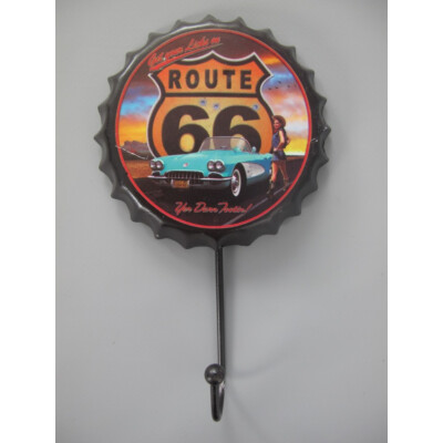 Blechschild Route 66 mit Schlüsselhaken