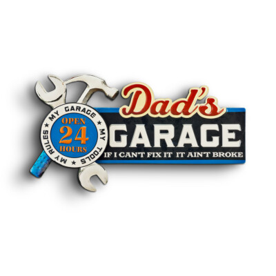 Blechschild Dad`s Garage and Tools Geprägt