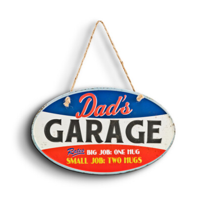 Blechschild Dad`s Garage Rates
