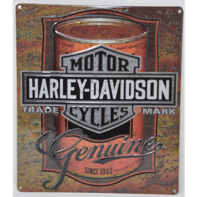 Blechschild Harley Davidson Oil Can Lable