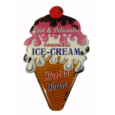 Blechschild Ice Cream geprägt