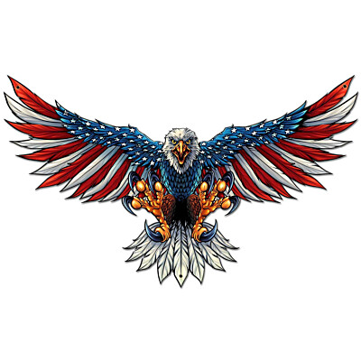 Blechschild Eagle with US Flag Wing Spread