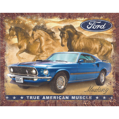 Blechschild Ford Mustang Flag