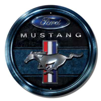 Blechschild Ford Mustang Round
