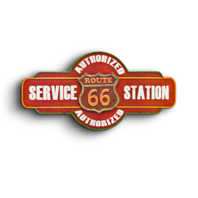 Blechschild Route 66 Service Station Geprägt