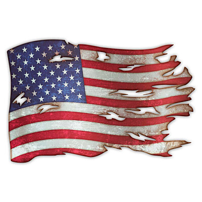 Blechschild Tattered American Flag
