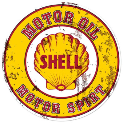 Blechschild Shell Oil Rund Grunge