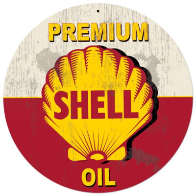 Blechschild Red Shell Oil Rund
