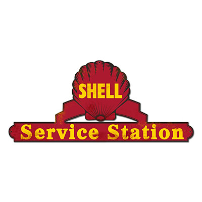 Blechschild Shell Service Station Red