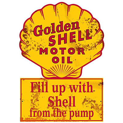 Blechschild Golden Shell Motor Oil