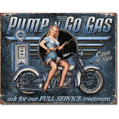 Blechschild Pump & Go Gas