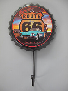 Blechschild Route 66 mit Schlüsselhaken